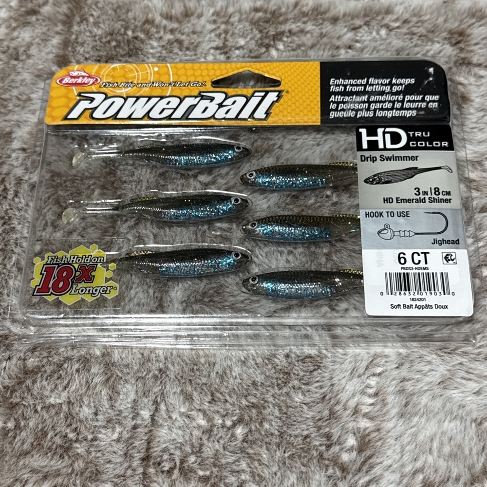 Berkley PowerBait Drip Swimmer Fishing Soft Bait 3", HD Emerald Shiner